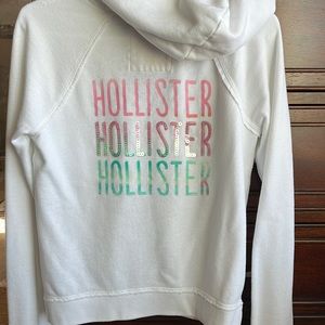Hollister Zip Up Hoodie White Sequin